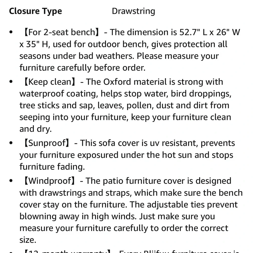 Outdoor Patio Bench Cover - Brand NEW! Set Of 4